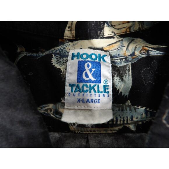 Hook & Tackle Shirt Mens Button Up XL Fish Trout Cotton Poplin Outdoors DadCore - Picture 7 of 8